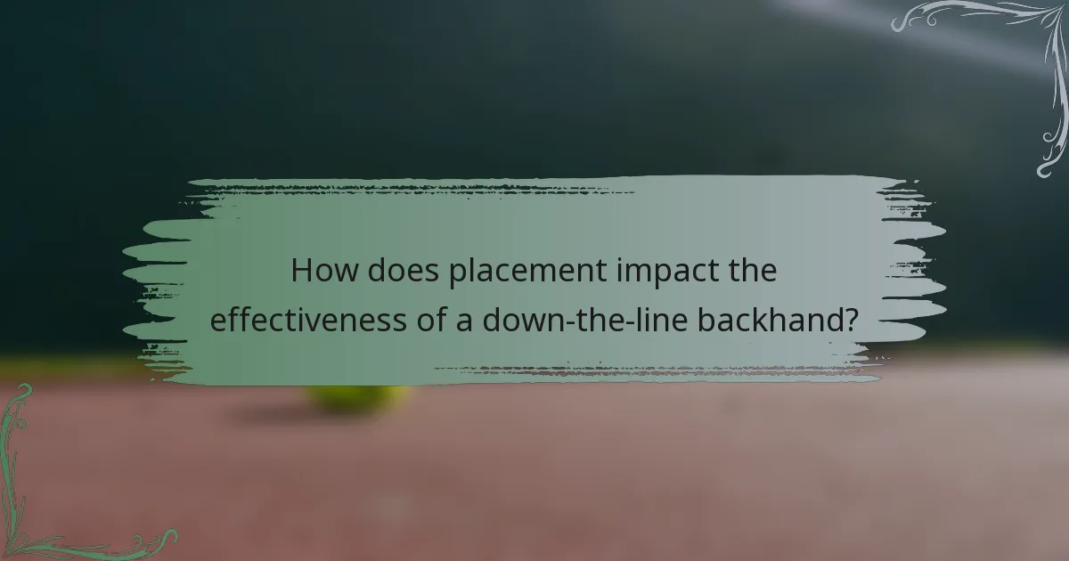 How does placement impact the effectiveness of a down-the-line backhand?