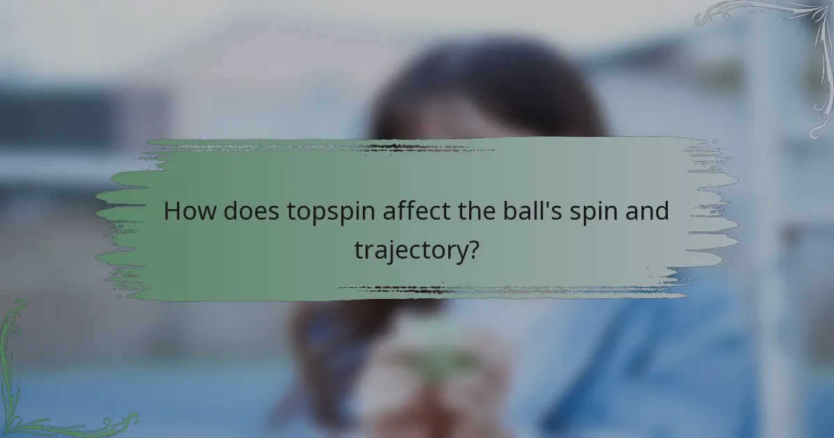 How does topspin affect the ball's spin and trajectory?
