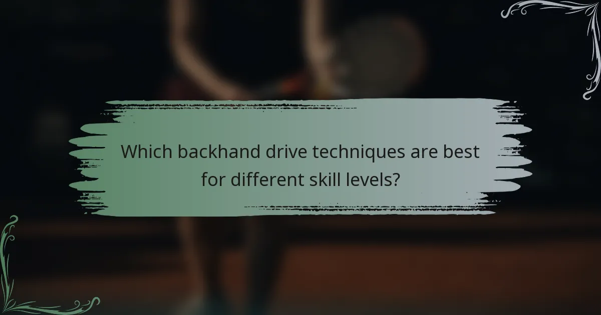 Which backhand drive techniques are best for different skill levels?